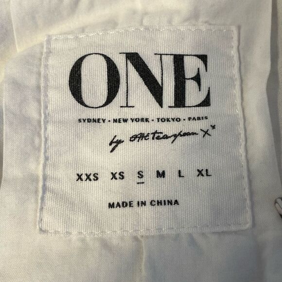 One X One Teaspoon White/Black Button Down Shirt Relaxed Fit S - Picture 7 of 7